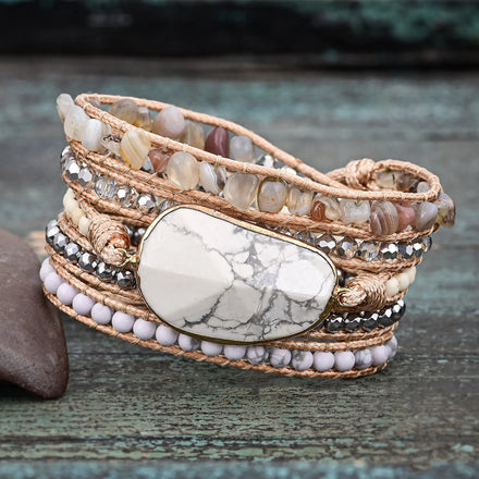 Peaceful White Howlite Wrap Bracelet