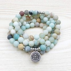 Natural Amazonite Lotus Mala