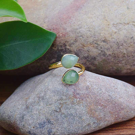Green Jade Adjustable Ring