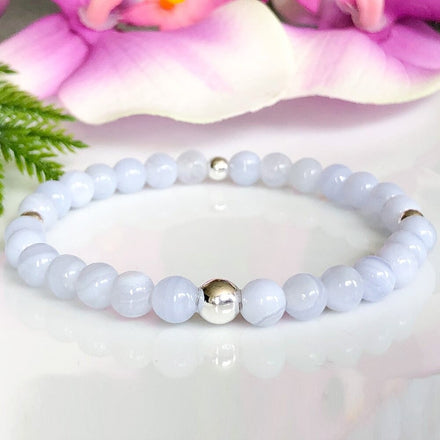 Natural Blue Lace Agate Bracelet