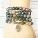 Image of Natural Indian Agate Hamsa Hand Mala