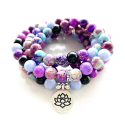 Natural Purple Jasper Lotus Mala