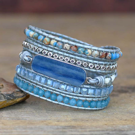 Tranquil Blue Chalcedony Wrap Bracelet