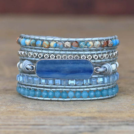 Tranquil Blue Chalcedony Wrap Bracelet