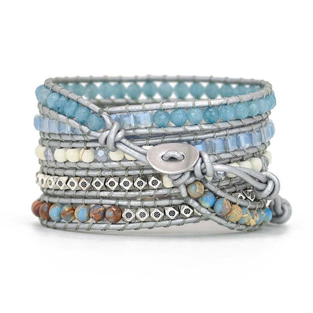 Tranquil Blue Chalcedony Wrap Bracelet