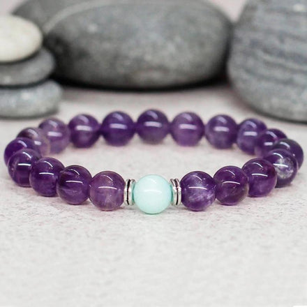 Bracelet Amethyst and Blue Aventurine Bracelet bead amethyst Third Eye Transcend amazonite mala meditation stone crysal reiki crystal healing bracelet necklace yoga bracelet yoga beads