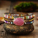 Image of Bracelet Boho Pink Agate Bracelet bead amethyst Third Eye Transcend amazonite mala meditation stone crysal reiki crystal healing bracelet necklace yoga bracelet yoga beads