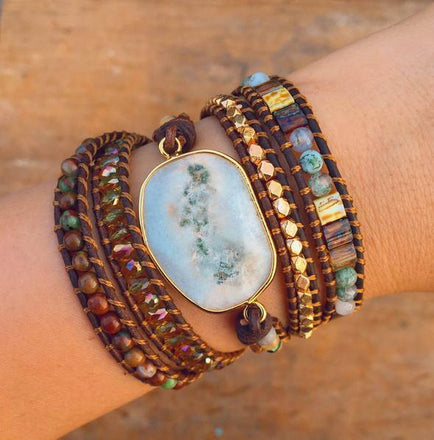 Bracelet Empower Natural Wrap Bracelet bead amethyst Third Eye Transcend amazonite mala meditation stone crysal reiki crystal healing bracelet necklace yoga bracelet yoga beads