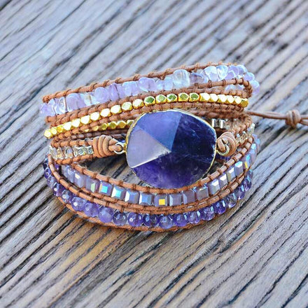 Bracelet Grounded Wrap Bracelet Bundle bead amethyst Third Eye Transcend amazonite mala meditation stone crysal reiki crystal healing bracelet necklace yoga bracelet yoga beads
