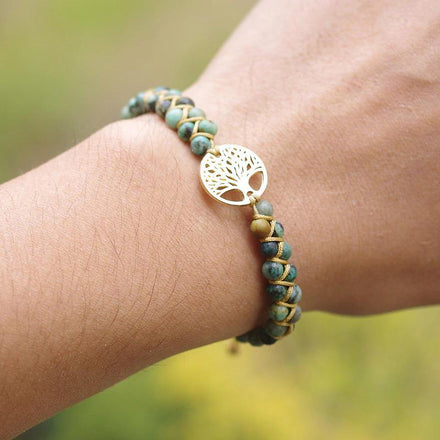 Natural African Turquoise Tree of Life Bracelet