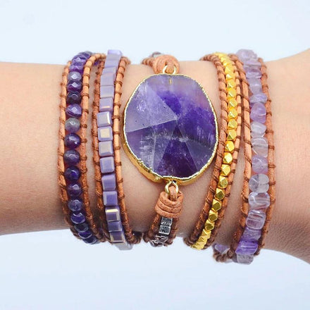 Bracelet Natural Amethyst Wrap Bracelet bead amethyst Third Eye Transcend amazonite mala meditation stone crysal reiki crystal healing bracelet necklace yoga bracelet yoga beads