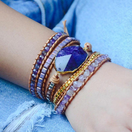 Bracelet Natural Amethyst Wrap Bracelet bead amethyst Third Eye Transcend amazonite mala meditation stone crysal reiki crystal healing bracelet necklace yoga bracelet yoga beads