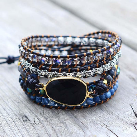 Natural Black Onyx Wrap Bracelet