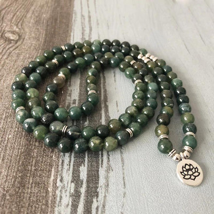 Bracelet Natural Moss Agate Lotus Mala bead amethyst Third Eye Transcend amazonite mala meditation stone crysal reiki crystal healing bracelet necklace yoga bracelet yoga beads
