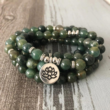 Bracelet Natural Moss Agate Lotus Mala bead amethyst Third Eye Transcend amazonite mala meditation stone crysal reiki crystal healing bracelet necklace yoga bracelet yoga beads