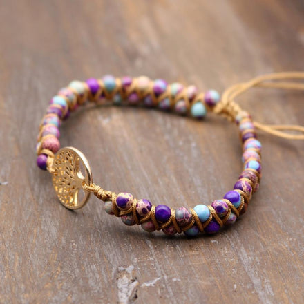 Natural Purple Jasper Tree of Life Bracelet