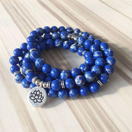 Bracelet Natural Sodalite Lotus Mala bead amethyst Third Eye Transcend amazonite mala meditation stone crysal reiki crystal healing bracelet necklace yoga bracelet yoga beads