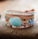Image of Bracelet Natural Stone Crystal Leather Wrap Bracelet bead amethyst Third Eye Transcend amazonite mala meditation stone crysal reiki crystal healing bracelet necklace yoga bracelet yoga beads