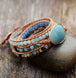 Image of Bracelet Natural Stone Crystal Leather Wrap Bracelet bead amethyst Third Eye Transcend amazonite mala meditation stone crysal reiki crystal healing bracelet necklace yoga bracelet yoga beads