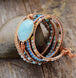Image of Bracelet Natural Stone Crystal Leather Wrap Bracelet bead amethyst Third Eye Transcend amazonite mala meditation stone crysal reiki crystal healing bracelet necklace yoga bracelet yoga beads