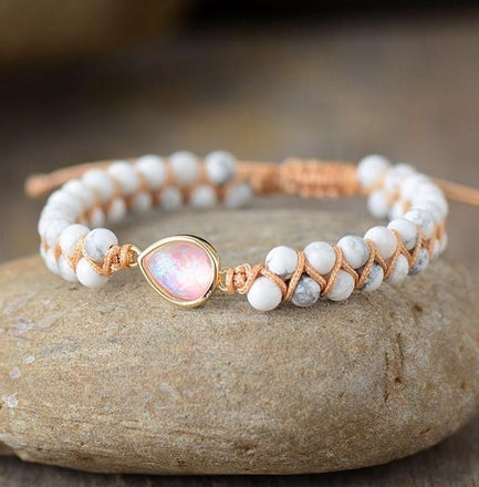 Bracelet Natural Stone White Opal Bracelet bead amethyst Third Eye Transcend amazonite mala meditation stone crysal reiki crystal healing bracelet necklace yoga bracelet yoga beads