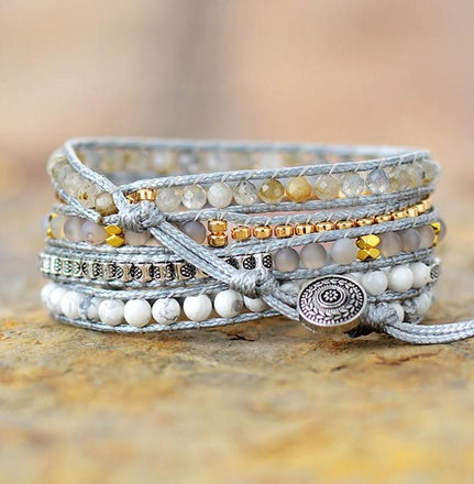 Bracelet Rose Quartz, Labradorite and Howlite Wrap bead amethyst Third Eye Transcend amazonite mala meditation stone crysal reiki crystal healing bracelet necklace yoga bracelet yoga beads