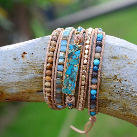 Bracelet Stillness Natural Blue Jasper Wrap bead amethyst Third Eye Transcend amazonite mala meditation stone crysal reiki crystal healing bracelet necklace yoga bracelet yoga beads