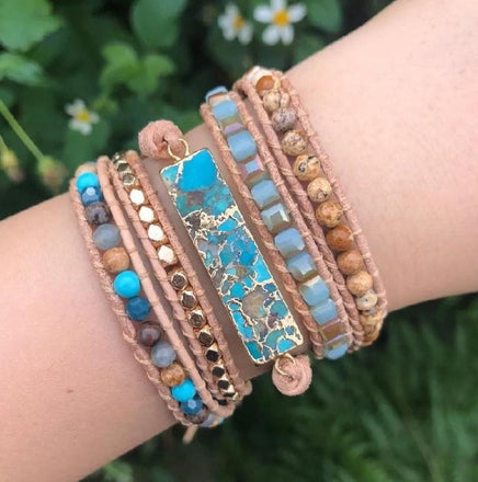 Bracelet Stillness Natural Blue Jasper Wrap bead amethyst Third Eye Transcend amazonite mala meditation stone crysal reiki crystal healing bracelet necklace yoga bracelet yoga beads