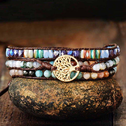 Bracelet Wisdom Tree of Life Wrap Bracelet bead amethyst Third Eye Transcend amazonite mala meditation stone crysal reiki crystal healing bracelet necklace yoga bracelet yoga beads