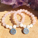 Image of Jewelry Lotus Charm Natural Rose Quartz and White Quartz Bracelets Third Eye Transcend