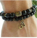 Image of Jewelry Natural Matte Black Onyx Om Bracelet Set bead amethyst Third Eye Transcend amazonite mala meditation stone crysal reiki crystal healing bracelet necklace yoga bracelet yoga beads