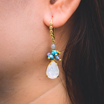 Natural Opal Teardrop Earrings