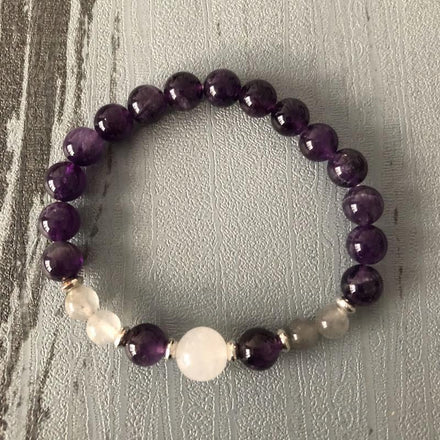 Jewelry Natural Selenite, Amethyst & Moonstone Bracelet bead amethyst Third Eye Transcend amazonite mala meditation stone crysal reiki crystal healing bracelet necklace yoga bracelet yoga beads