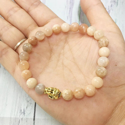 Jewelry Natural Sunstone Buddha Bracelet Third Eye Transcend