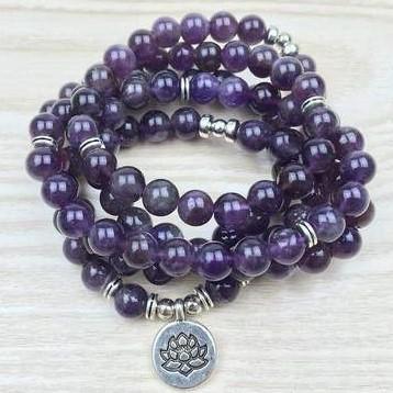 Mala Amethyst Grounding Bundle bead amethyst Third Eye Transcend amazonite mala meditation stone crysal reiki crystal healing bracelet necklace yoga bracelet yoga beads