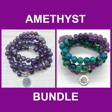 Mala Amethyst Grounding Bundle bead amethyst Third Eye Transcend amazonite mala meditation stone crysal reiki crystal healing bracelet necklace yoga bracelet yoga beads