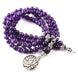 Image of Mala Amethyst Lotus Flower Mala bead amethyst Third Eye Transcend amazonite mala meditation stone crysal reiki crystal healing bracelet necklace yoga bracelet yoga beads