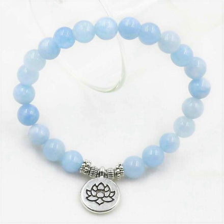 Mala Bracelet Lotus Natural Blue Chalcedony Bracelets Third Eye Transcend