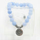 Image of Mala Bracelet Lotus Natural Blue Chalcedony Bracelets Third Eye Transcend