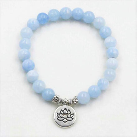 Mala Bracelet Lotus Natural Blue Chalcedony Bracelets Third Eye Transcend