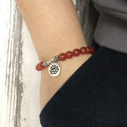 Mala Bracelet Lotus Natural Carnelian Bracelets Third Eye Transcend