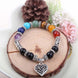 Image of Mala Bracelet Natural 7 Chakra Bracelet with Heart Pendant bead amethyst Third Eye Transcend amazonite mala meditation stone crysal reiki crystal healing bracelet necklace yoga bracelet yoga beads