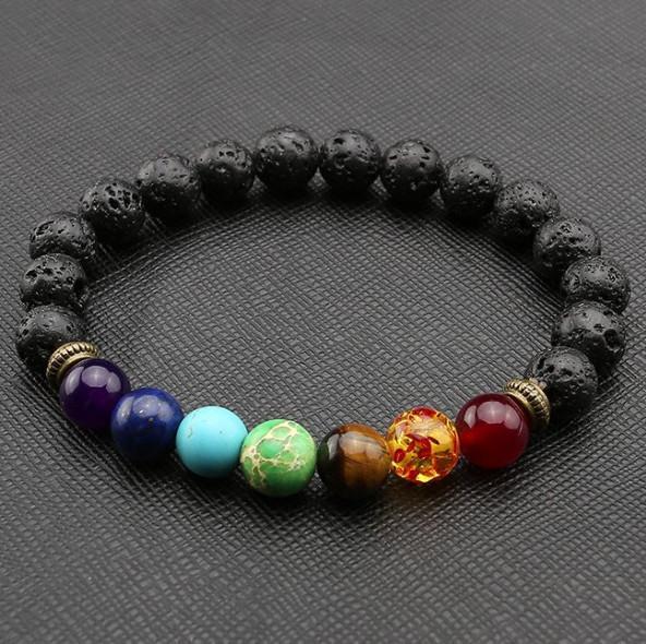 Certified 7 Chakra 8mm Natural Stone Bracelet With Lava Stone - One  Bracelet For Each Chakra