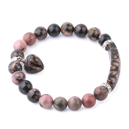 Mala Bracelet Natural Rhodonite Bracelet Third Eye Transcend