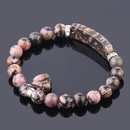 Mala Bracelet Natural Rhodonite Bracelet Third Eye Transcend
