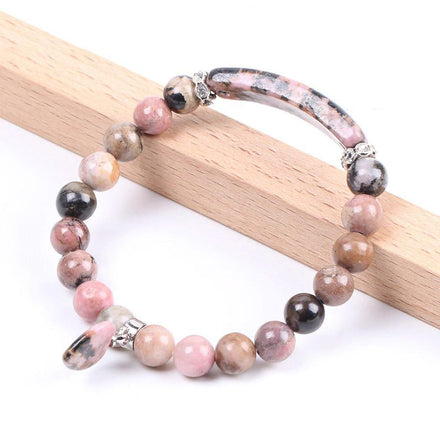 Mala Bracelet Natural Rhodonite Bracelet Third Eye Transcend