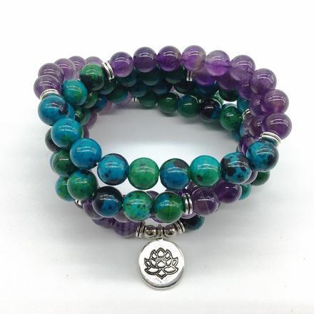 Mala Calming & Transformation Bundle bead amethyst Third Eye Transcend amazonite mala meditation stone crysal reiki crystal healing bracelet necklace yoga bracelet yoga beads