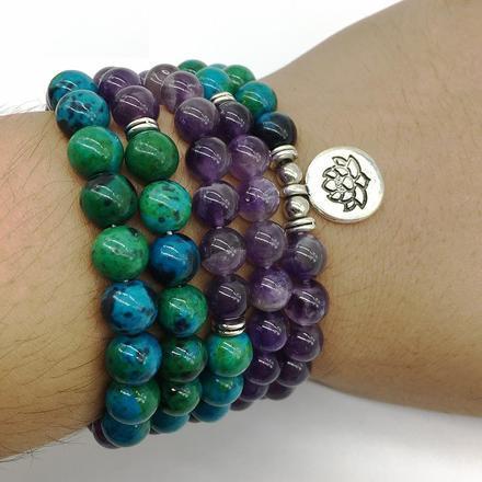 Mala Calming & Transformation Bundle bead amethyst Third Eye Transcend amazonite mala meditation stone crysal reiki crystal healing bracelet necklace yoga bracelet yoga beads