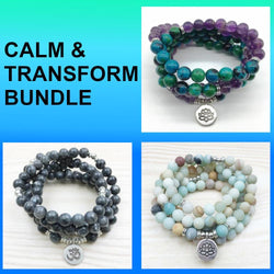 Mala Calming & Transformation Bundle bead amethyst Third Eye Transcend amazonite mala meditation stone crysal reiki crystal healing bracelet necklace yoga bracelet yoga beads