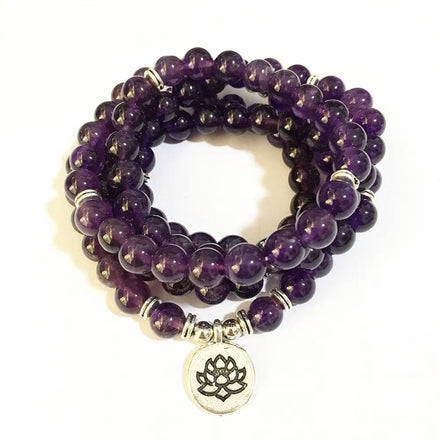 Mala Love and Peace Bundle bead amethyst Third Eye Transcend amazonite mala meditation stone crysal reiki crystal healing bracelet necklace yoga bracelet yoga beads